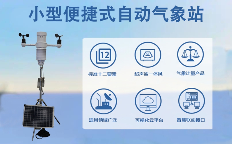 小型便捷式自动气象站：小型便捷式自动气象站对风速风向和降水的监测