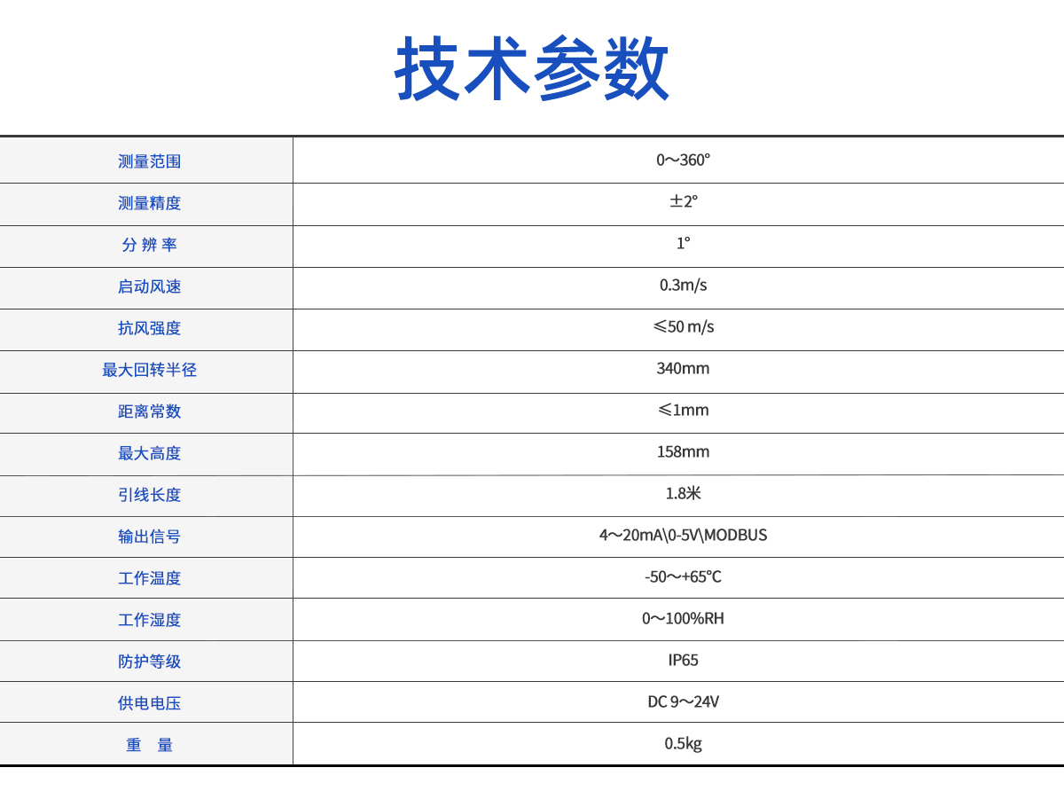 机械三杯式风向传感器